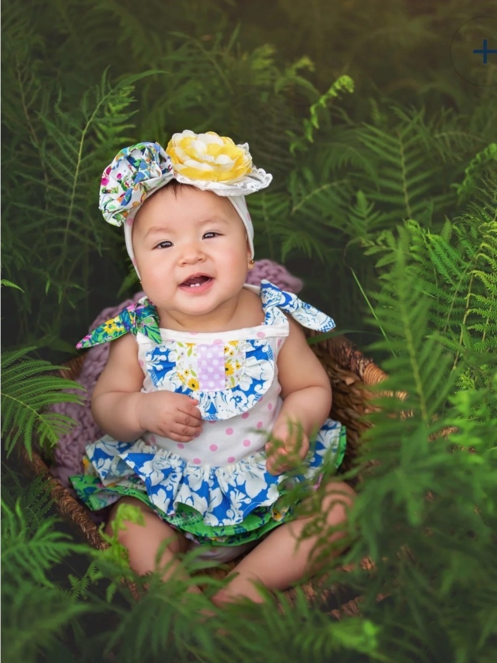 Haute Baby Floral Polka Dot Ruffle Dress & Bloomers Set -Size 0-3
